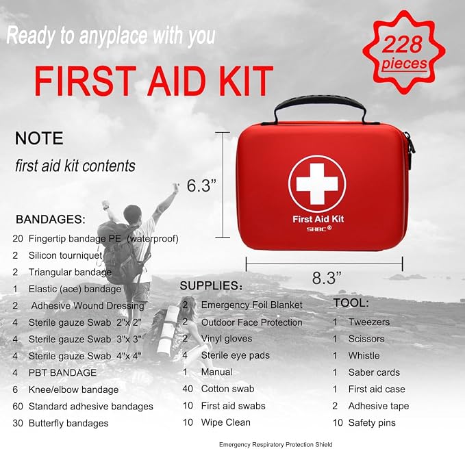 Compact First Aid Kit Designed for Family Emergency Care. Waterproof EVA Case - Image 2