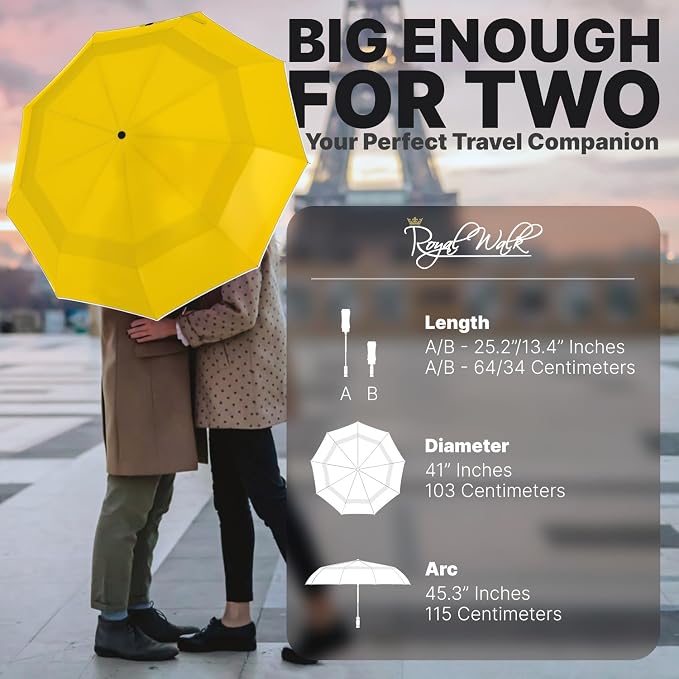 Royal Walk Windproof Folding Travel Umbrella Compact and Strong Luxurious Real - Image 2