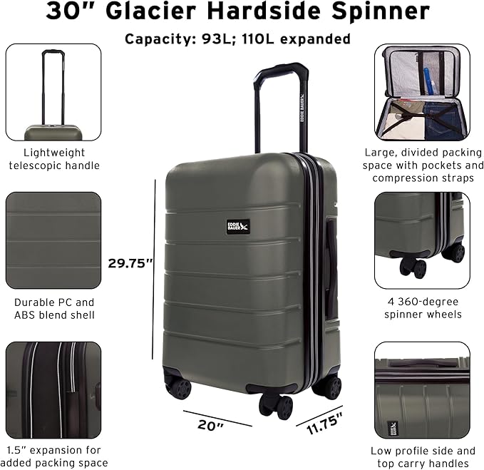 Eddie Bauer Glacier Carry-On 22" Luggage | Hardside | Spinner Wheels | - Image 2