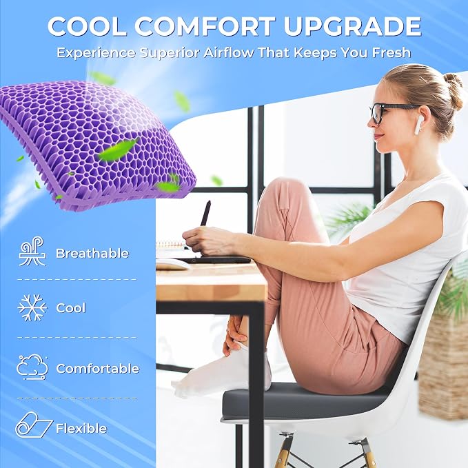 TushGuard Gel Seat Cushion for Long Sitting, Enlarged & Thickened Patent Design - Image 2
