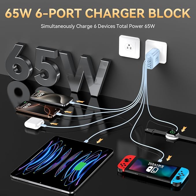 USB C Fast Charger Block, iPhone Charger Fast Charging Blocks 65W Multi Port - Image 4