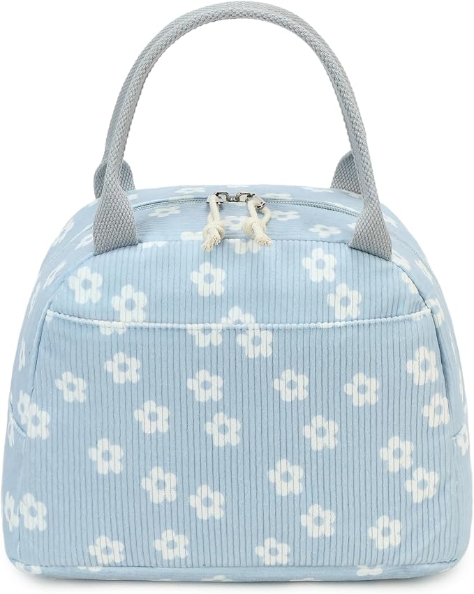 Bluboon Lunch Bag for Women Men Cute Corduroy Lunch Tote Bags Reusable - Image 2