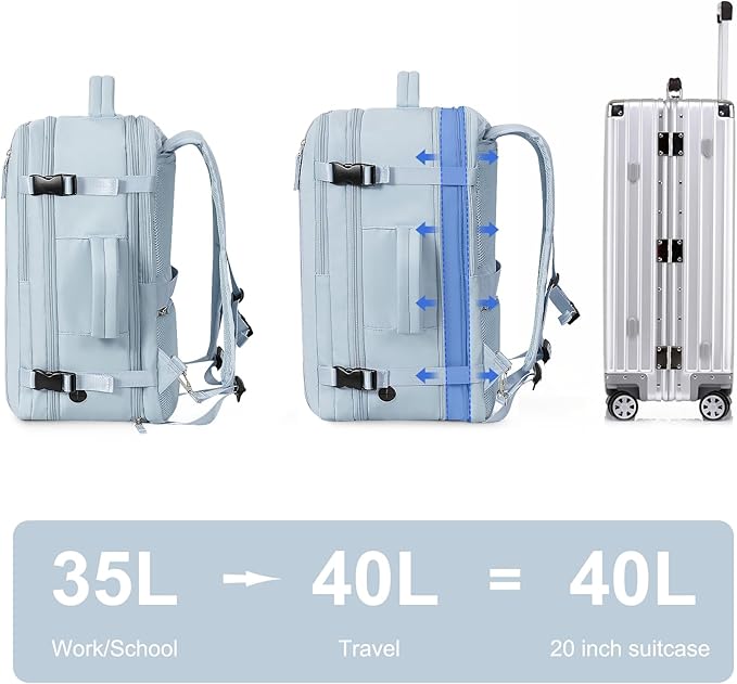 Hanples Large Travel Backpack for Women, 40L Carry on Luggage Backpack - Image 6