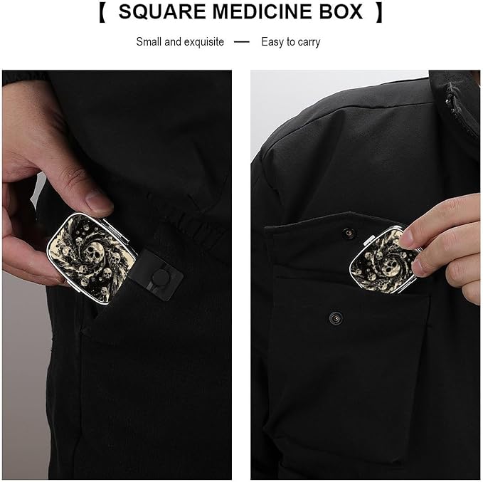 Metal 2 Compartment Pill Organizer Travel Friendly Portable Compact Pill Box - Image 6