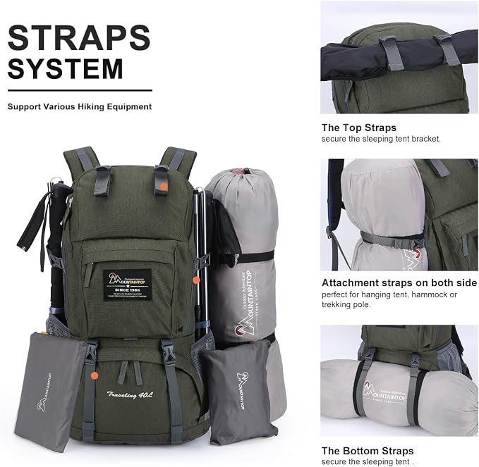 MOUNTAINTOP 40L Hiking Backpack Lightweight Travel Backpack - Image 5