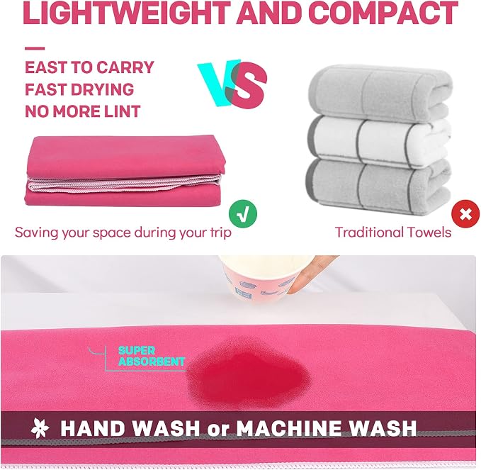 HOEAAS 2 Pack Microfiber Camping Towels, Quick Dry Towel, Super Absorbent Ultra - Image 5