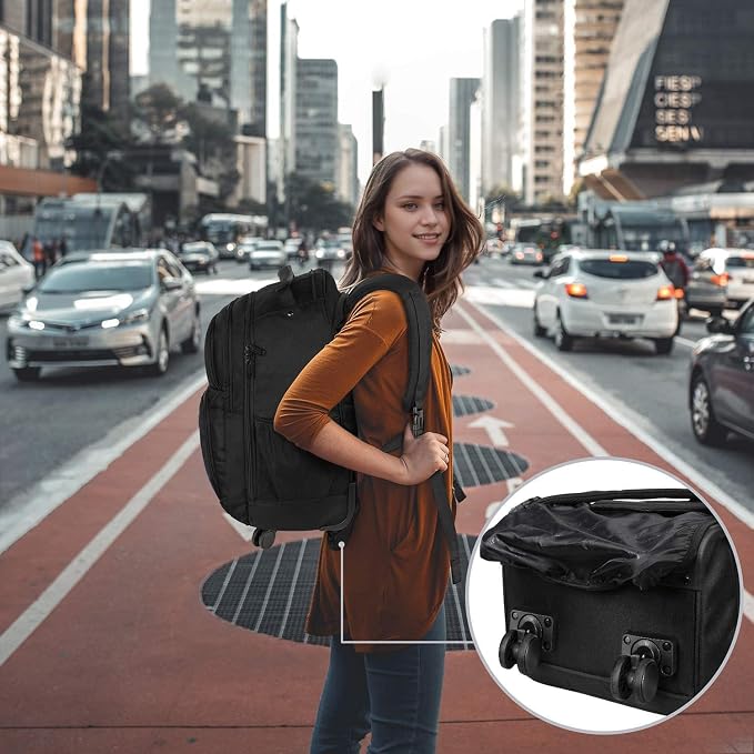 MATEIN Rolling Backpack with 4 Wheels, 17 inch Roller Travel Laptop Backpack - Image 7