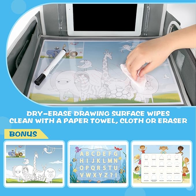 MENZOKE Kids Travel Tray for Boys or Girls, Travel Tray for Kids Car Seat - Image 3