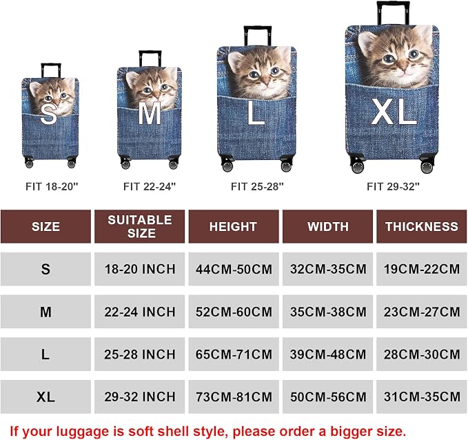 WUJIAONIAO Travel Luggage Cover Baggage Suitcase Cover Protector Skins 18-32 - Image 5