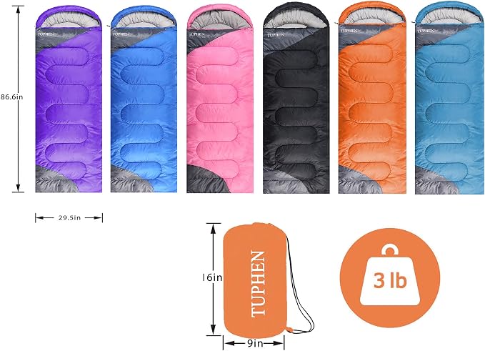 tuphen- Sleeping Bags for Adults Kids Boys Girls Backpacking Hiking Camping - Image 7