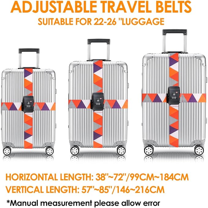 Adjustable Travel Luggage Strap Suitcase Belt Travel Bag Accessories 1.96 in W - Image 2