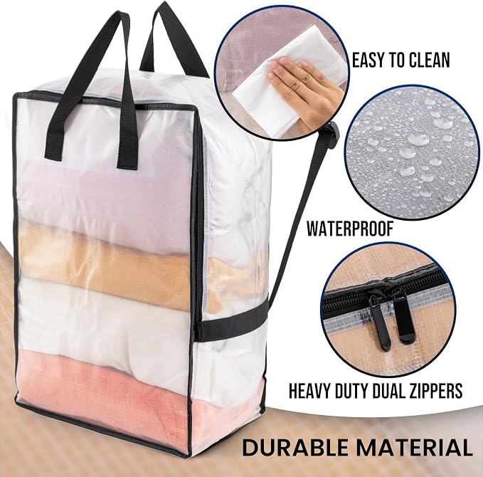 TAILI 4 Pack Clear Moving Bags w/Adjustable Backpack Straps, Moving Supplies - Image 7
