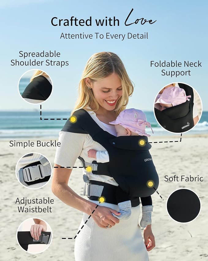 GROWNSY Baby Carrier Newborn to Toddler, Cozy Baby Wraps Carrier, Ergonomic - Image 4