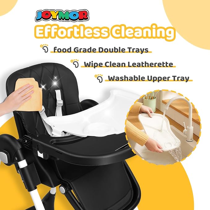 JOYMOR Foldable Baby High Chair, 4 in 1 Convertible Highchair - Image 4
