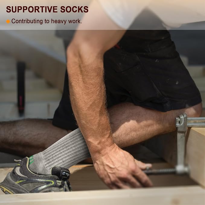 BULLIANT Compression Socks for Men 6Pairs, Athletic Crew Socks Cushioned For - Image 8