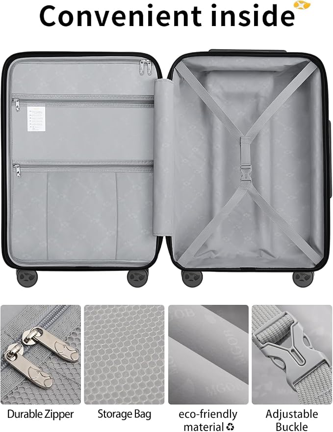 Carry On Luggage 22x14x9 Airline Approved, 20 Inch Ultra Lightweight Hardshell - Image 6