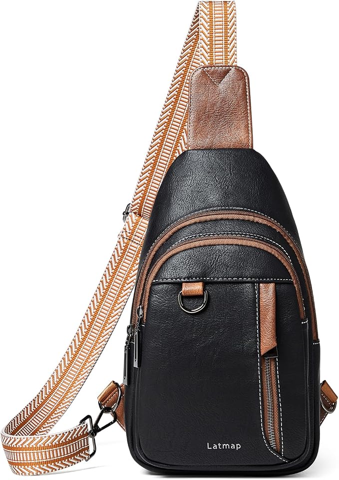 7L Sling Bag for Women Men Leather Small Sling Backpack Daypack Anti Theft by LATMAP