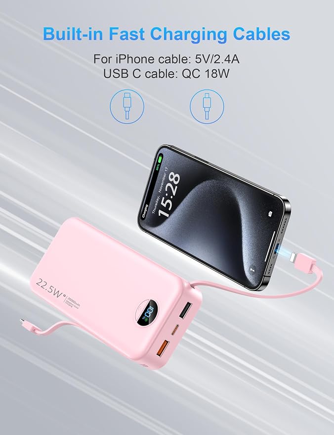 Portable Charger with Wall Plug, 20000mAh USB C Power Bank Fast Charging - Image 5