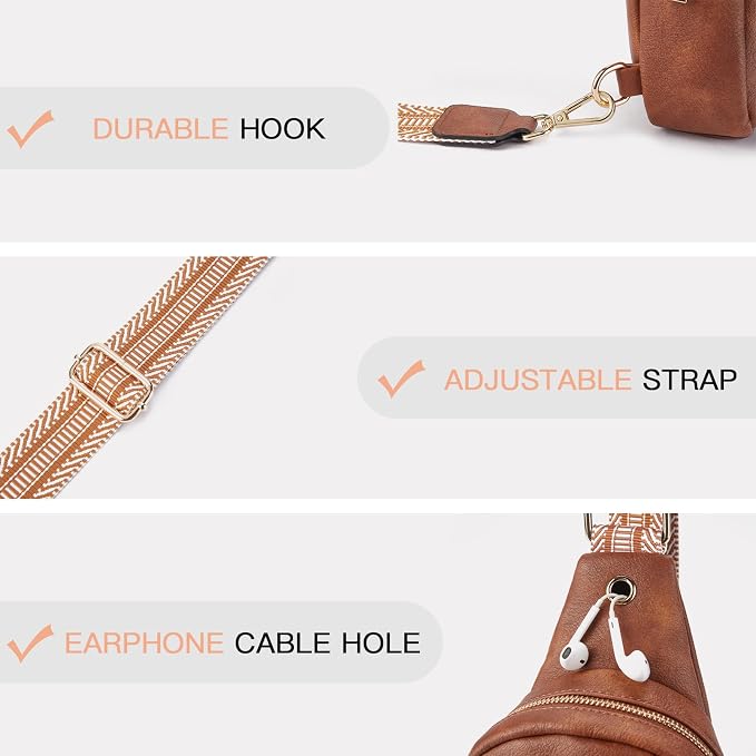 Telena Small Sling Bag for Women Leather Crossbody Fanny Packs Chest Bag for - Image 4