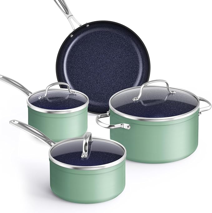 Nuwave Healthy Duralon Blue Ceramic Nonstick Coated 7pc Cookware Set, by NuWave