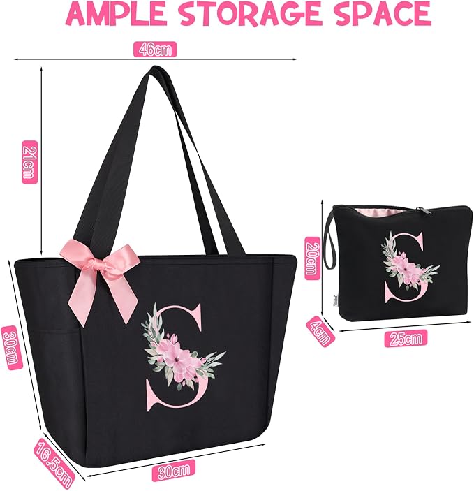 Vavabox Tote Bag, A-Z Initial Monogrammed Waterproof Tote Bag, Bridesmaid Gifts - Image 3