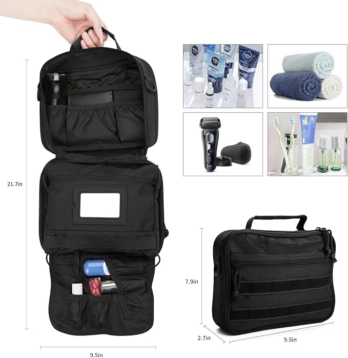 Travel Toiletry Bag for Men, Hanging Hook Toiletry Bag, Spacious Portable - Image 2