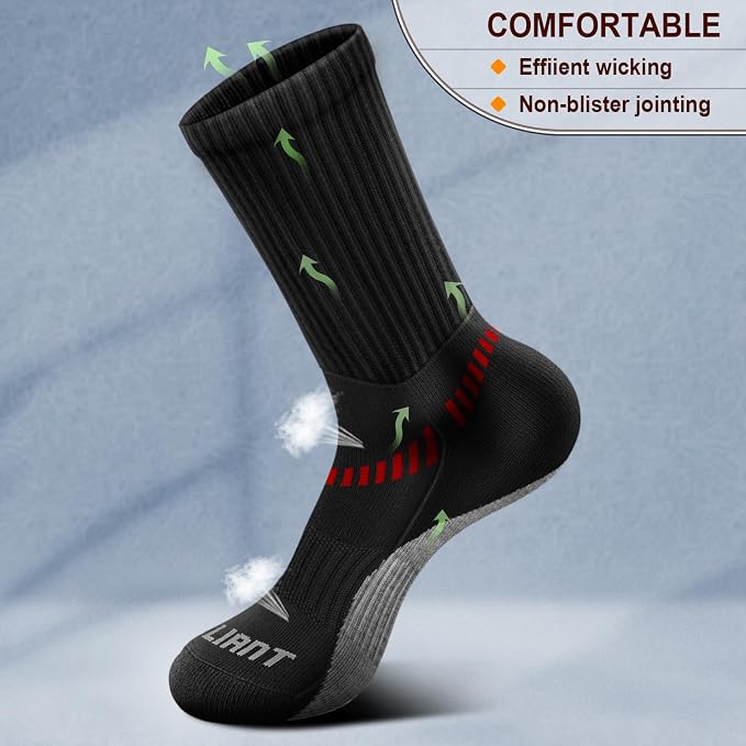 BULLIANT Compression Socks for Men 6Pairs, Athletic Crew Socks Cushioned For - Image 5