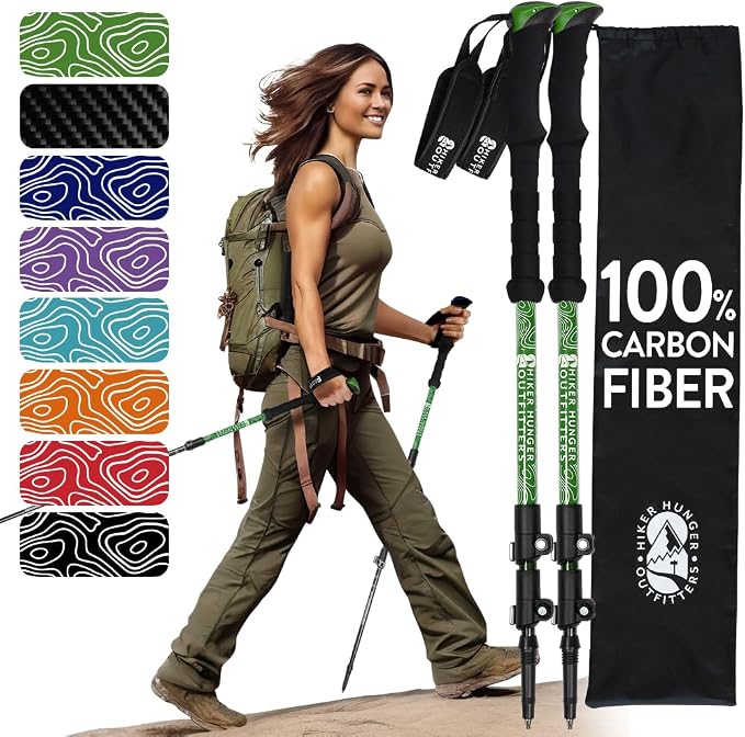 100% Carbon Fiber Trekking Poles by USA Brand by HikerHungerOutfitters