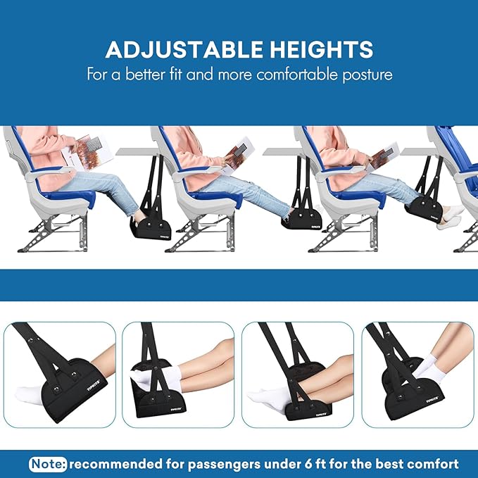 Airplane Footrest Made with Premium Memory Foam, Portable Foot Hammock with - Image 5