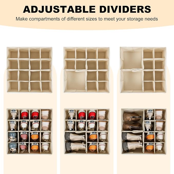 Shoe Organizer for Closet, Foldable Shoe Storage Bins - Image 2