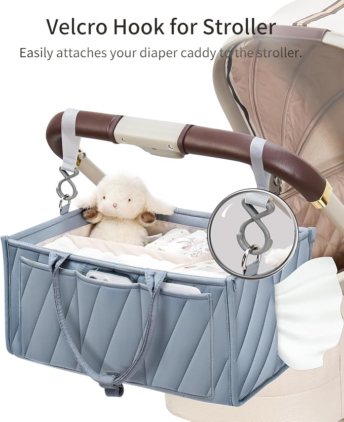 Baby Diaper Caddy with Tissue Pocket, Travel & Car, Baby Essentials Changing - Image 3