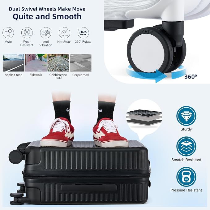 Hard Shell Suitcases Expandable Travel Luggage Sets 3 Piece, Carry on and Check - Image 6