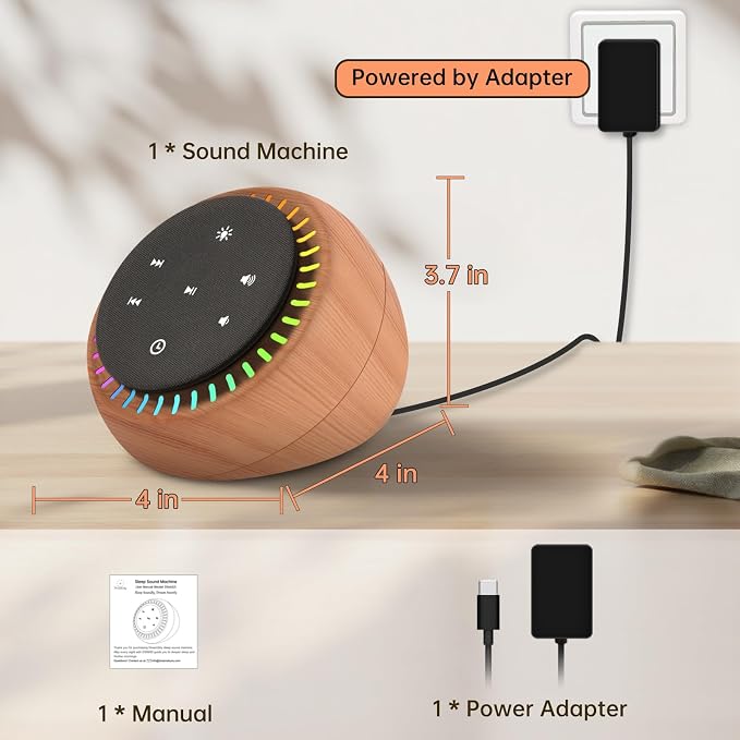 DreamSky Sound Machine for Sleep, 26 Sounds & RGB Light, USB-C Powered for Home - Image 8
