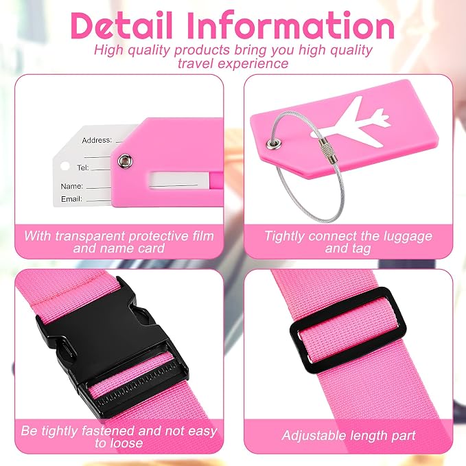 Weewooday 8 Pcs Luggage Straps Suitcase Tags Set - Image 3