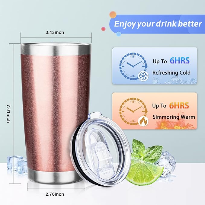 20oz Tumbler with Straw and Brush, Stainless Steel Vacuum Insulated tumbler - Image 2