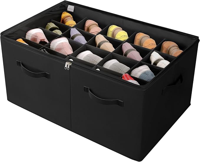 Shoe Organizer for Closet, Foldable Shoe Box by TOPIAHOME