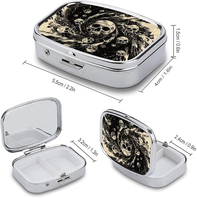 Metal 2 Compartment Pill Organizer Travel Friendly Portable Compact Pill Box - Image 3