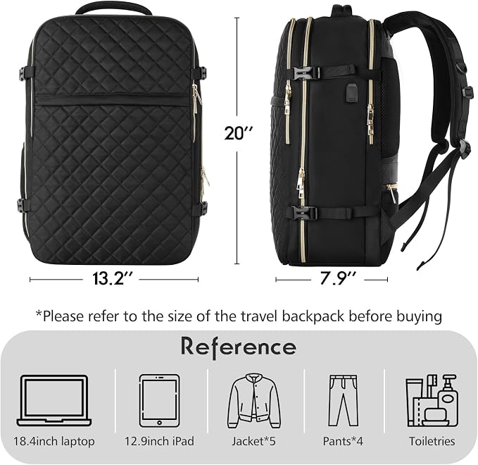 MOMUVO Large Travel Backpack Women, Flight Approved Carry On Backpack - Image 5