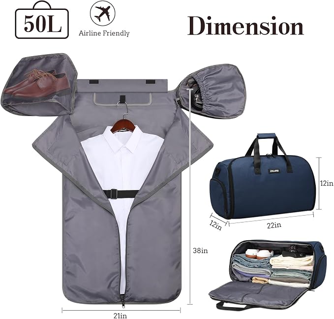 Garment Duffle Bags for Travel, Carry On Garment Duffel Weekender Bag 45L | - Image 4