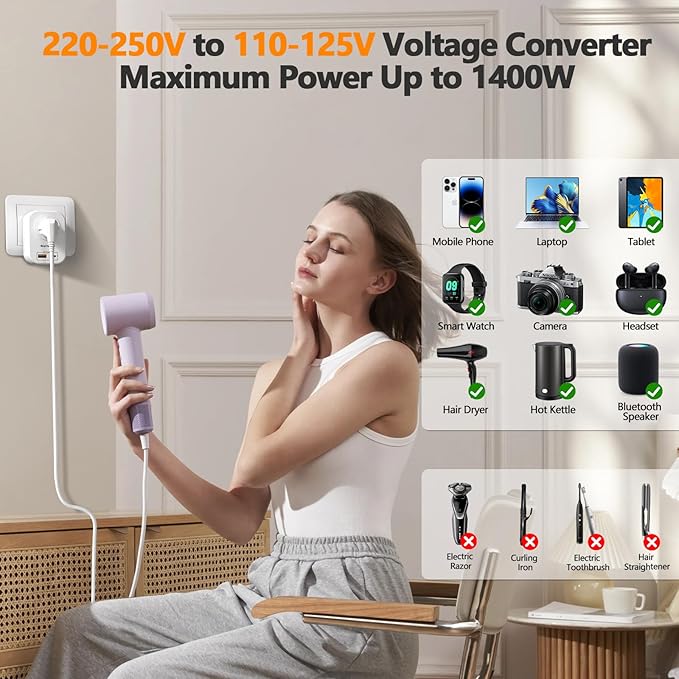 220V to 110V Voltage Converter US to Europe International Universal Travel - Image 4