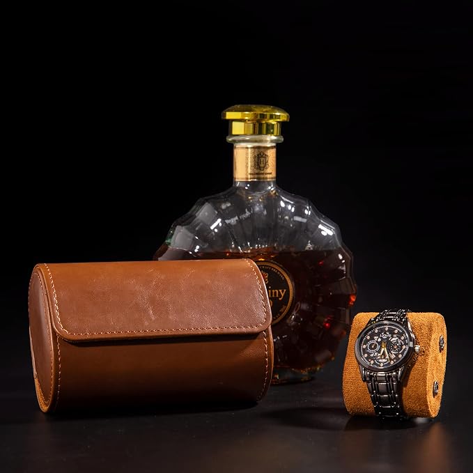 MR.OKAY 2 Watch Travel Case-Classic Leather Watch Case - Image 8