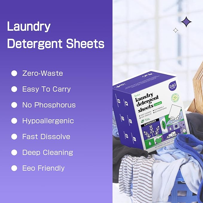 Soulink Lavender Laundry Detergent Sheets, 240 Loads - Image 5