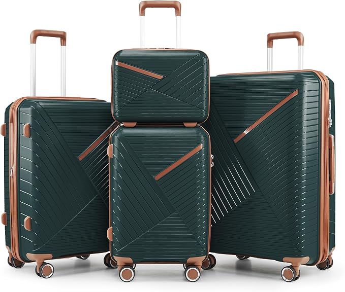 Campfun Luggage Sets 4 Piece, Expandable Carry On Luggage Set Hardshell PP by Campfun