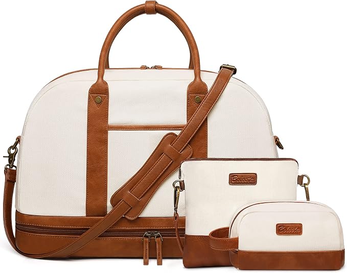 Weekender Bag for Women Canvas Overnight Bag Large Travel Tote Bag Carry on by BOLOSTA