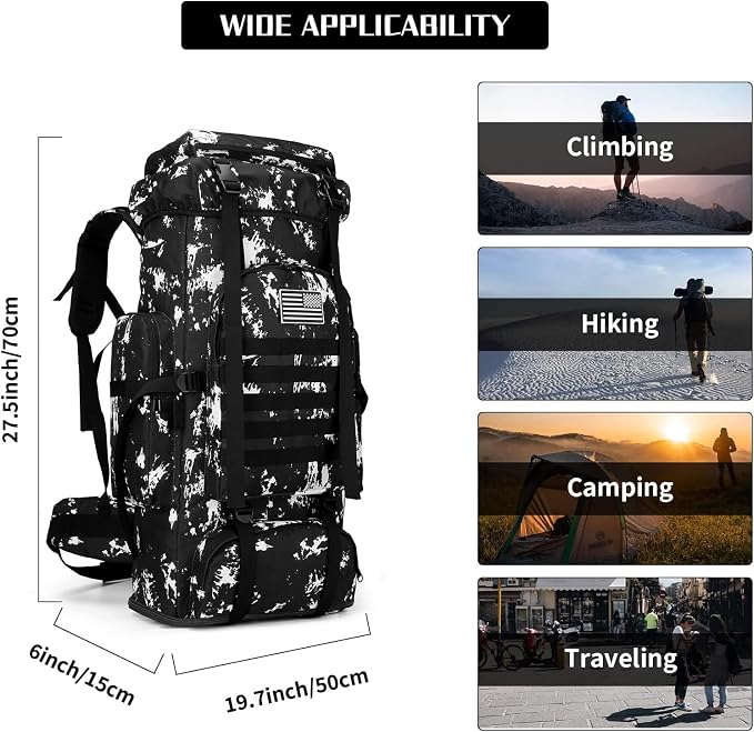 Hiking Backpack for Men 70L/100L Camping Backpack Military Rucksack Molle 3 - Image 2