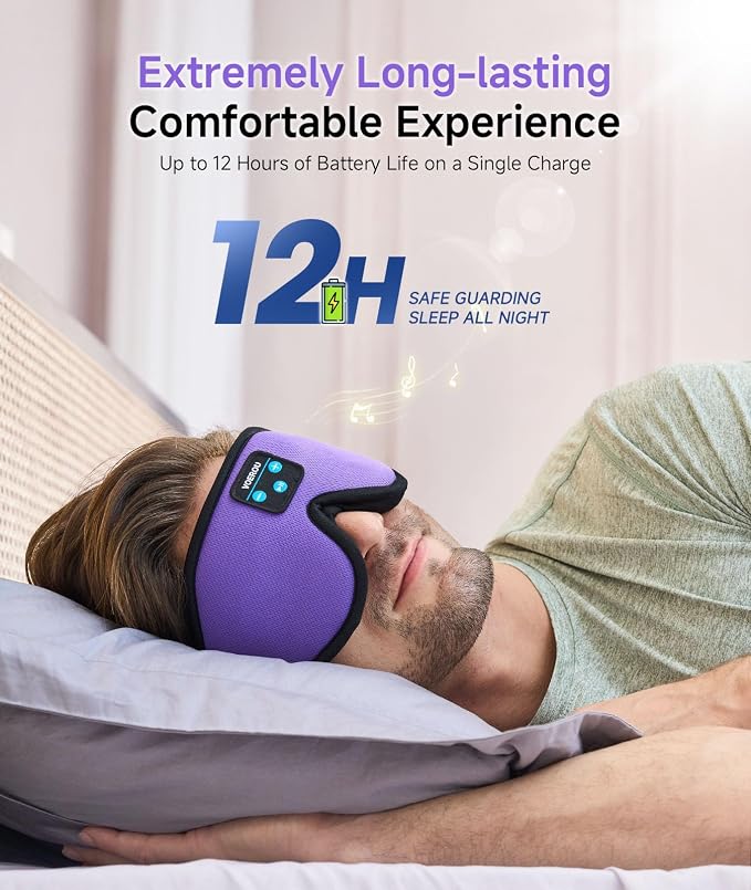 Voerou Sleep Headphones Bluetooth 5.4 Eye Mask, Sleep Mask - Image 5