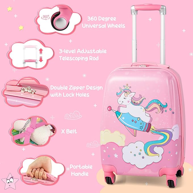 HONEY JOY Kids Luggage, Lightweight Toddler Girls Suitcase, Durable ABS - Image 7