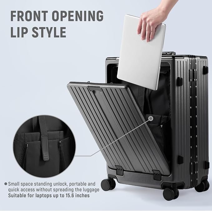 UrbanExplorer 24 Inch Check-In Aluminum Frame Luggage, ABS+PC Hard Shell - Image 3