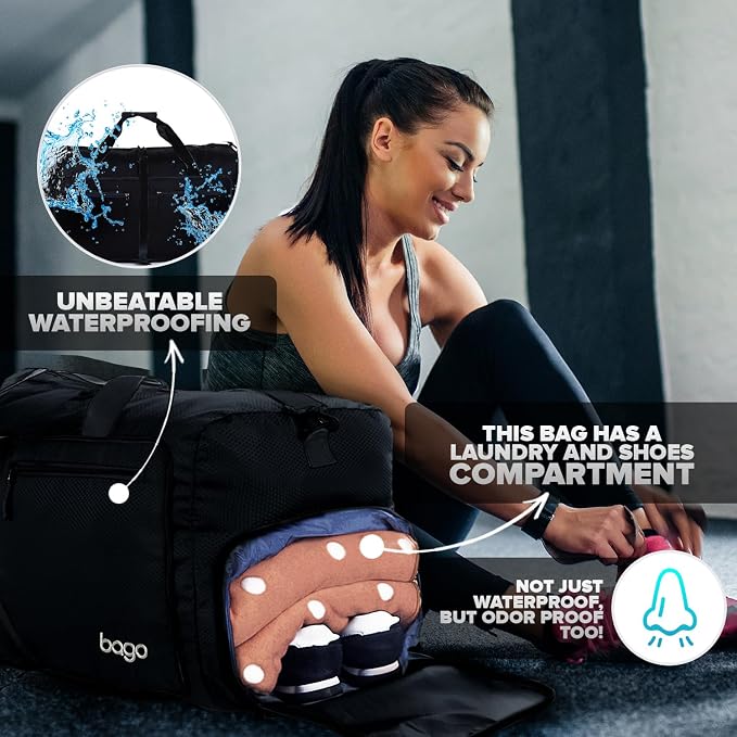 Bago Foldable Duffel Bags for Traveling Women & Men - 60L Medium Packable - Image 3