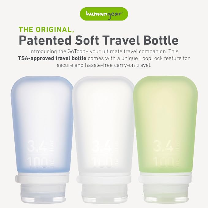 humangear GoToob+ 3-Pack | Refillable Silicone Travel Bottle | Locking Lid | - Image 2